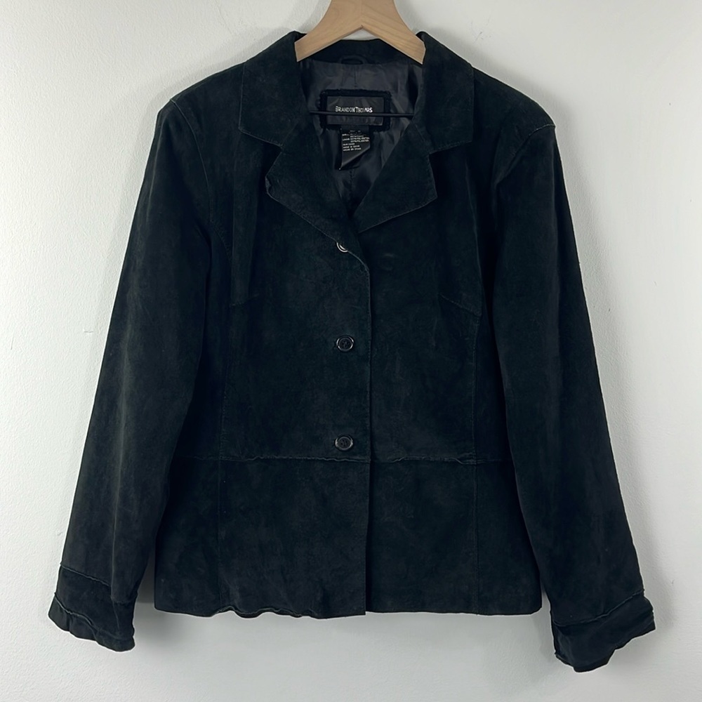 Brandon Thomas Vintage Black Suede Leather Blazer Jacket Womens Size XL Western